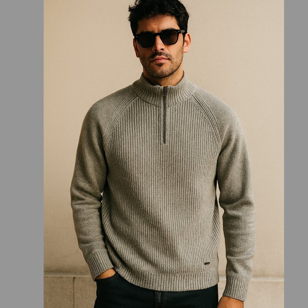 VINTAGE - Rodd & Gunn Light Gray Zip-Up Sweater